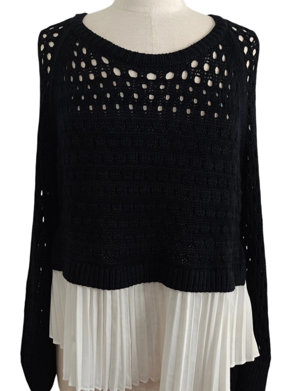 Anthropologie Maeve Black Open-Weave Pullover
